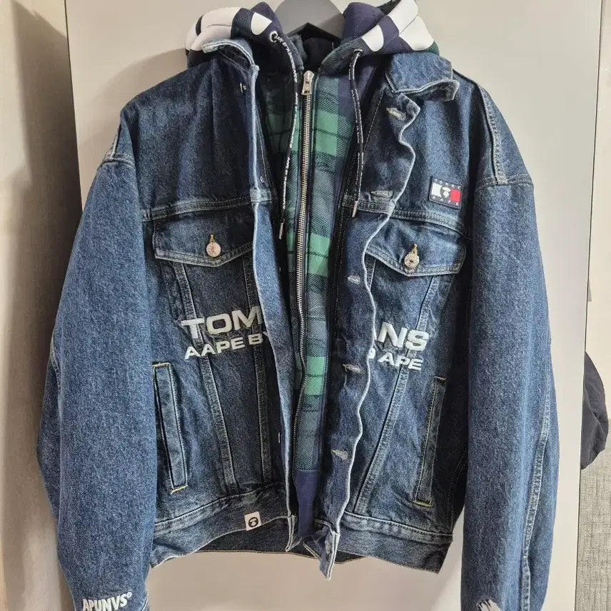 [BUNJANG] Tommy Hilfiger x BAPE Collaboration Denim Jacket / 타미힐피거 x 에이프 콜라보 데님 자켓 M