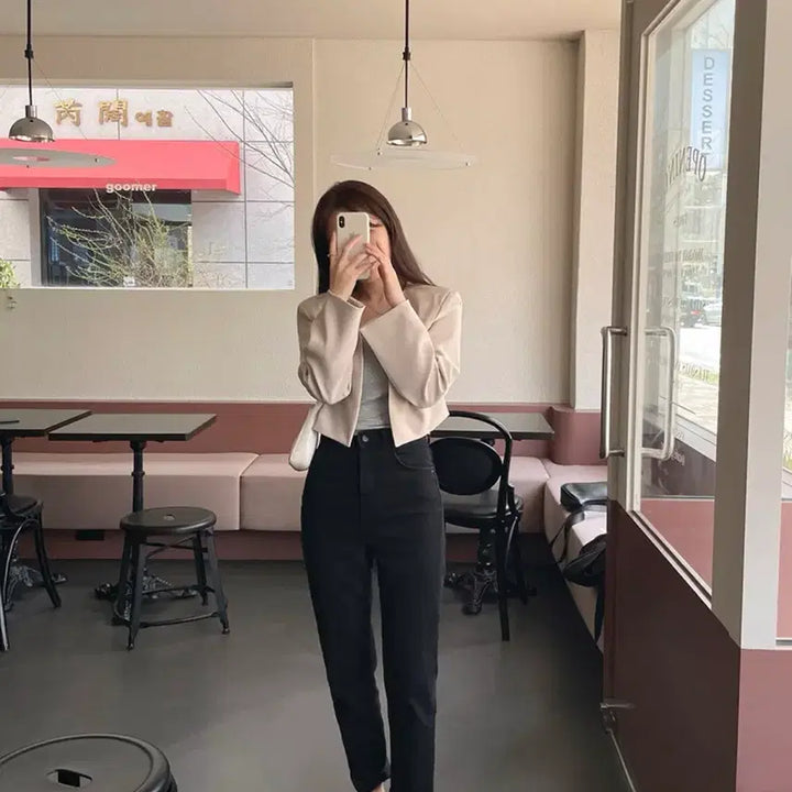 [BUNJANG] Rolled Cuff Straight Leg Denim Pants / 롤업데님팬츠