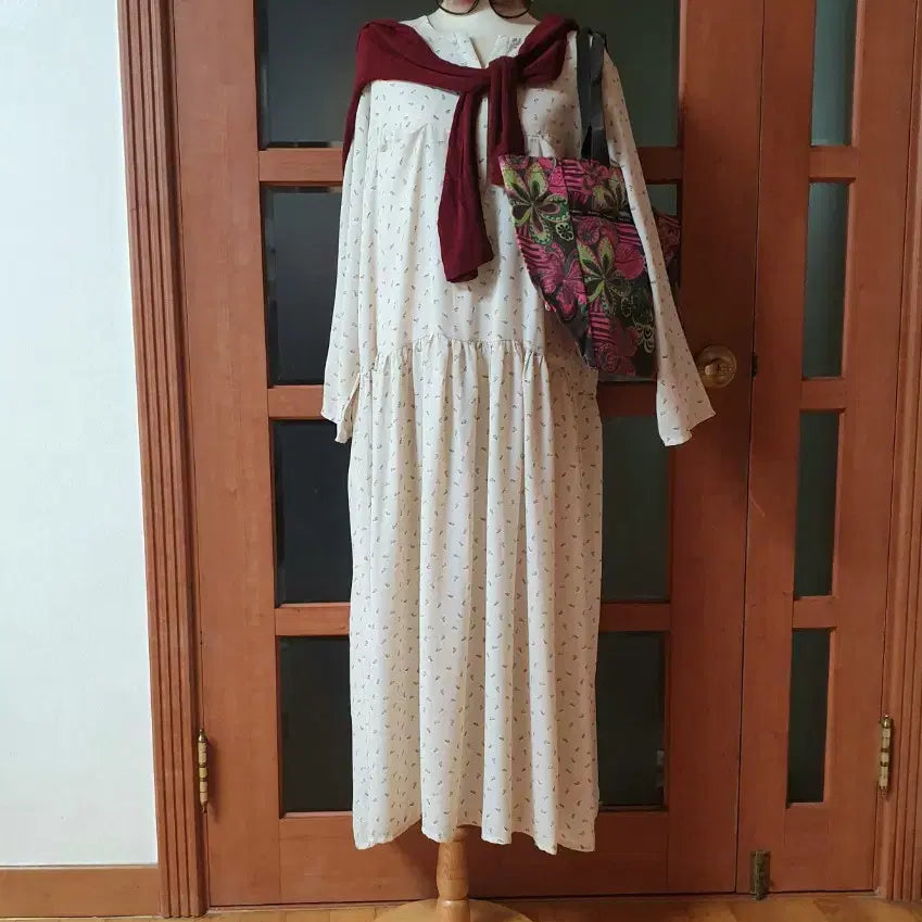 [BUNJANG] Shibuya Production Printed Long Dress / (새제품)시부야 제작 나염 롱원피스+레이스 목걸이