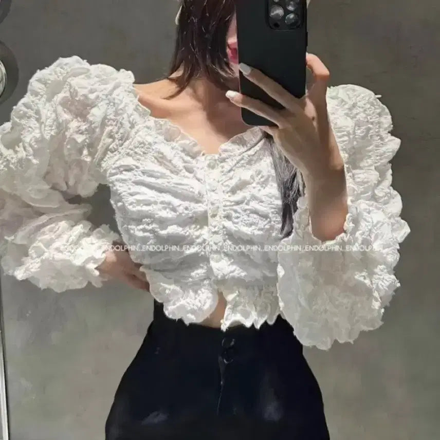 [BUNJANG] Endorphin Reversible Blouse Ivory / 엔돌핀 리버블블라우스 아이보리