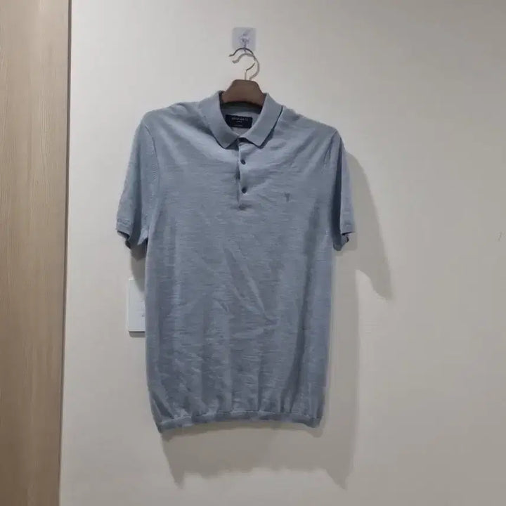 [BUNJANG] All Saints 100% Merino Wool Short Sleeve Knit Polo Shirt - Size L / 올세인츠 100% 메리노울 반팔 니트 폴로셔츠