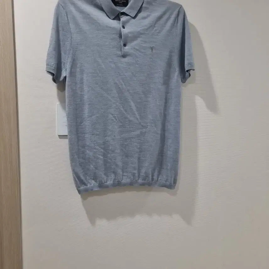 [BUNJANG] All Saints 100% Merino Wool Short Sleeve Knit Polo Shirt - Size L / 올세인츠 100% 메리노울 반팔 니트 폴로셔츠