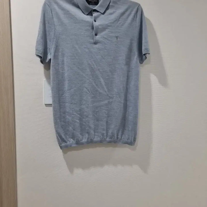 [BUNJANG] All Saints 100% Merino Wool Short Sleeve Knit Polo Shirt - Size L / 올세인츠 100% 메리노울 반팔 니트 폴로셔츠