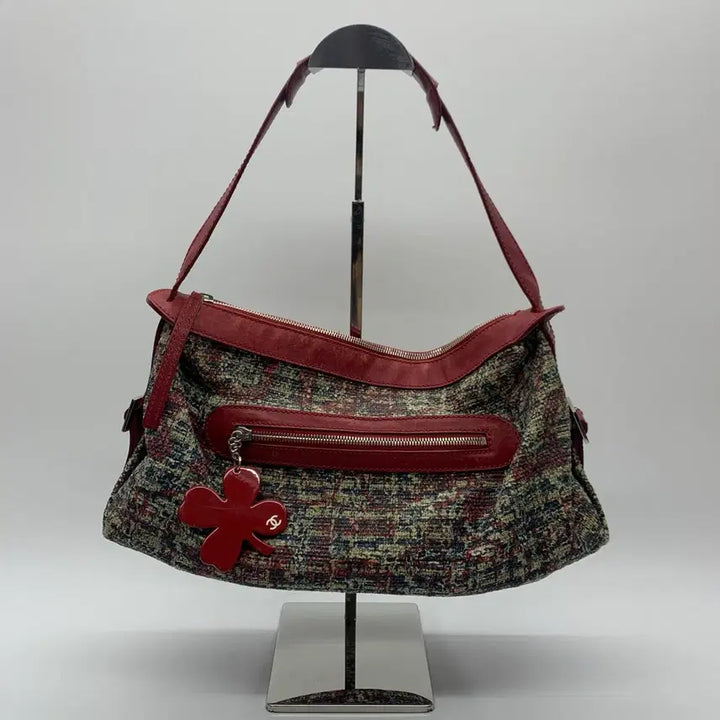 [BUNJANG] Chanel Clover Tweed Shoulder Bag (Red) / 267001503 샤넬 클로버 트위드 숄더백 10번대 레드