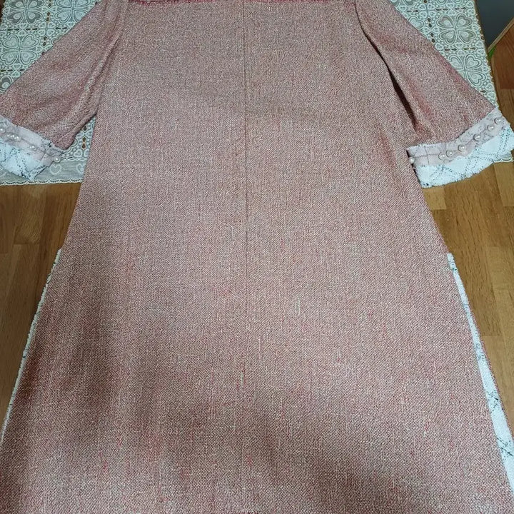 [BUNJANG] Mine Pink Tweed Pearl Detail Long Dress / 마인 핑크 원피스