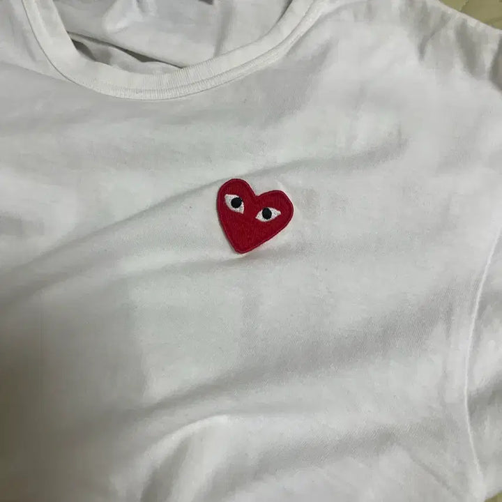 [BUNJANG] Comme des Garçons PLAY White Heart T-Shirt L / 꼼데가르송 플레이 흰색 하트 반팔 티셔츠L