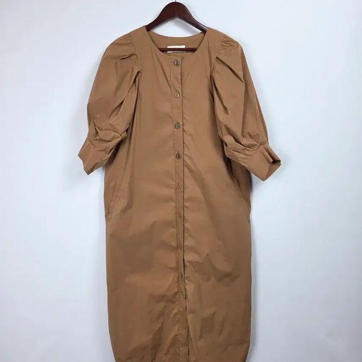 [BUNJANG] JJLO Brown Puff Sleeve Long Span Dress Women&