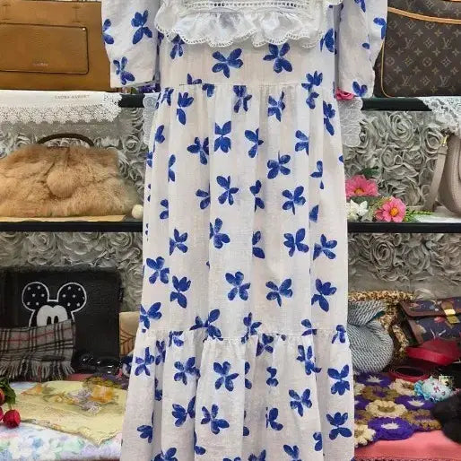 [BUNJANG] Cotton Blend Long Dress / 면 혼방 롱원피스 (55 66 77)
