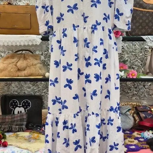 [BUNJANG] Cotton Blend Long Dress / 면 혼방 롱원피스 (55 66 77)