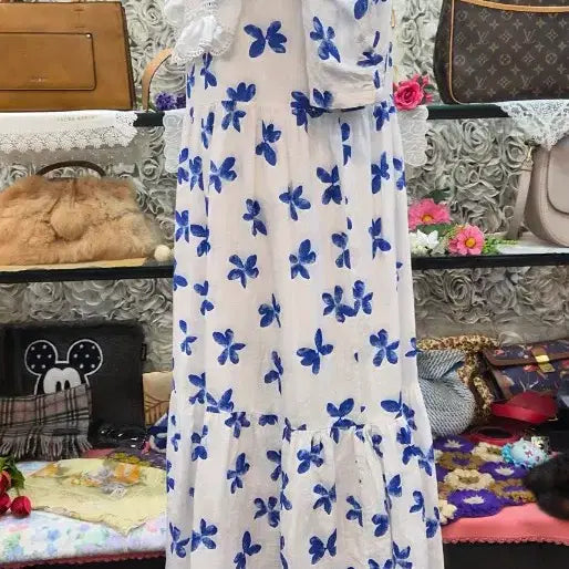 [BUNJANG] Cotton Blend Long Dress / 면 혼방 롱원피스 (55 66 77)