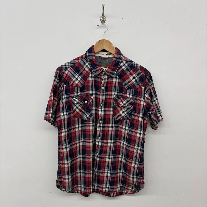 [BUNJANG] Dickies Red/Navy Check Short Sleeve Western Shirt Women&