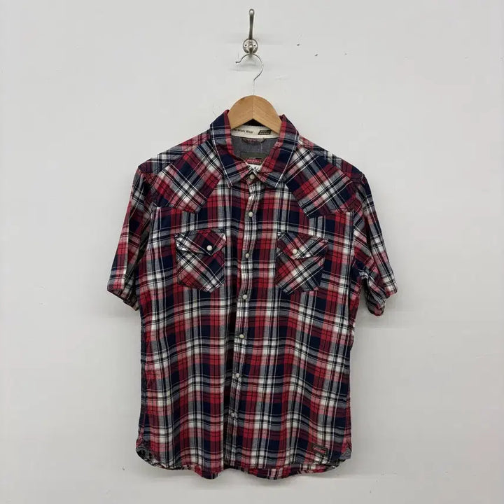 [BUNJANG] Dickies Red/Navy Check Short Sleeve Western Shirt Women&