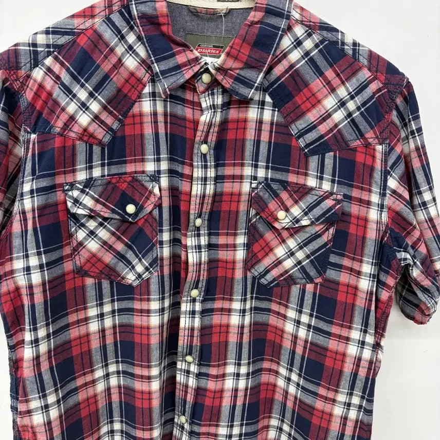 [BUNJANG] Dickies Red/Navy Check Short Sleeve Western Shirt Women&