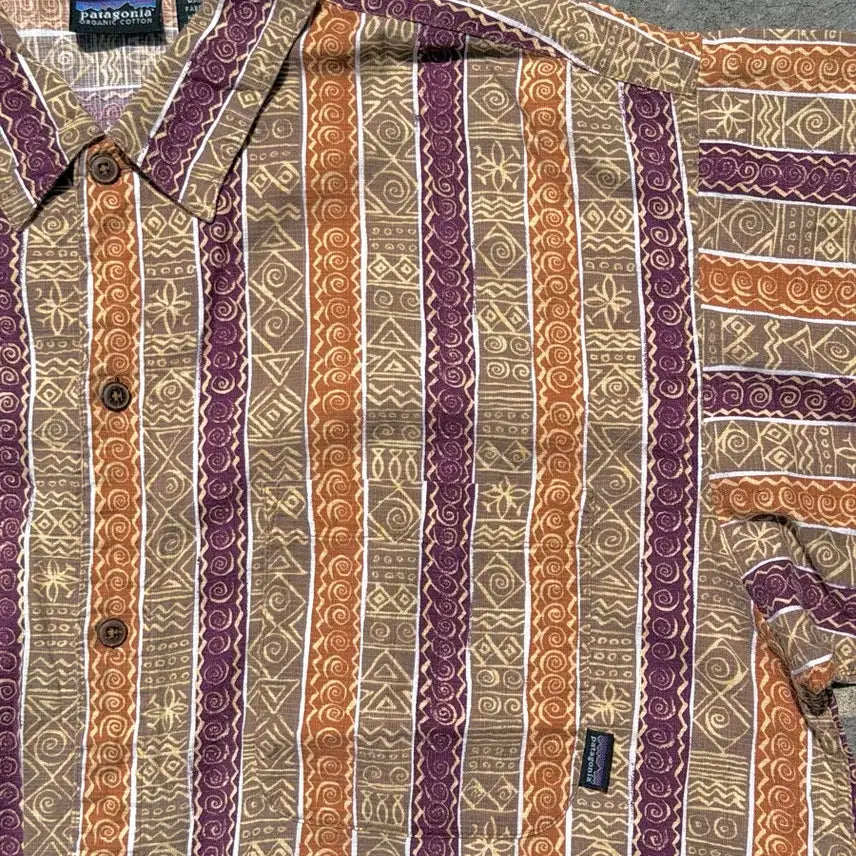 [BUNJANG] 90s Patagonia Organic Cotton Pattern Short Sleeve Shirt / 90s 파타고니아 반팔 패턴 셔츠