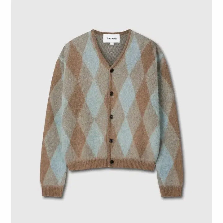[BUNJANG] Tonywack Mohair Argyle Cardigan Mint Taupe L / [새상품] 토니웩 모헤어 아가일 민초 가디건