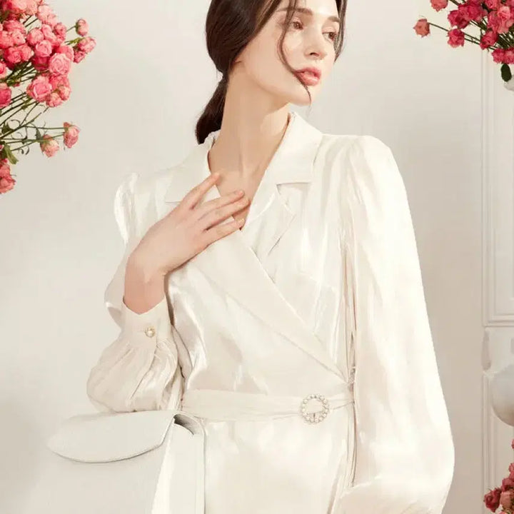 [BUNJANG] Grace U White Wrap Dress / 그레이스유 화이트 랩 원피스