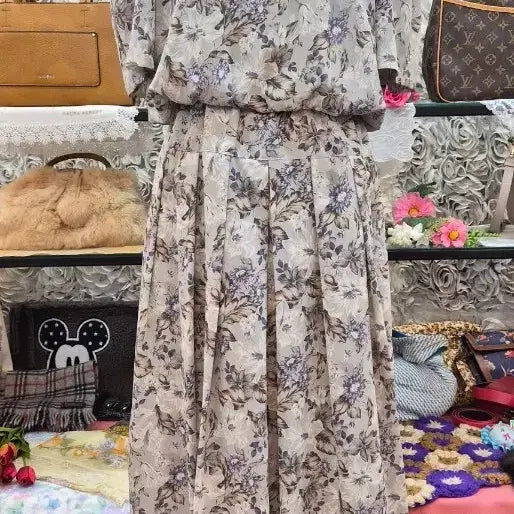 [BUNJANG] Elegant Chiffon Long Dress / 얌전한 쉬폰 롱원피스 (55 66)