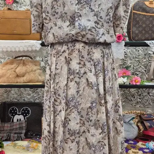 [BUNJANG] Elegant Chiffon Long Dress / 얌전한 쉬폰 롱원피스 (55 66)