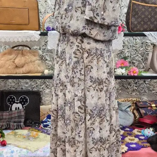 [BUNJANG] Elegant Chiffon Long Dress / 얌전한 쉬폰 롱원피스 (55 66)