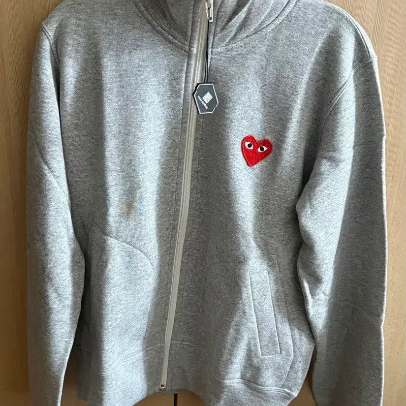 [BUNJANG] Comme des Garçons 5 Heart Zip-Up Sweatshirt Grey Jersey / 오늘만 가격 내림~ 꼼데가르송 5 하트 집업 스웨트셔츠 그레이 져지