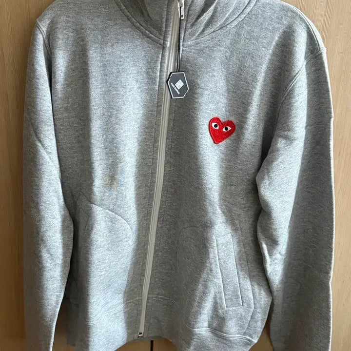 [BUNJANG] Comme des Garçons 5 Heart Zip-Up Sweatshirt Grey Jersey / 오늘만 가격 내림~ 꼼데가르송 5 하트 집업 스웨트셔츠 그레이 져지