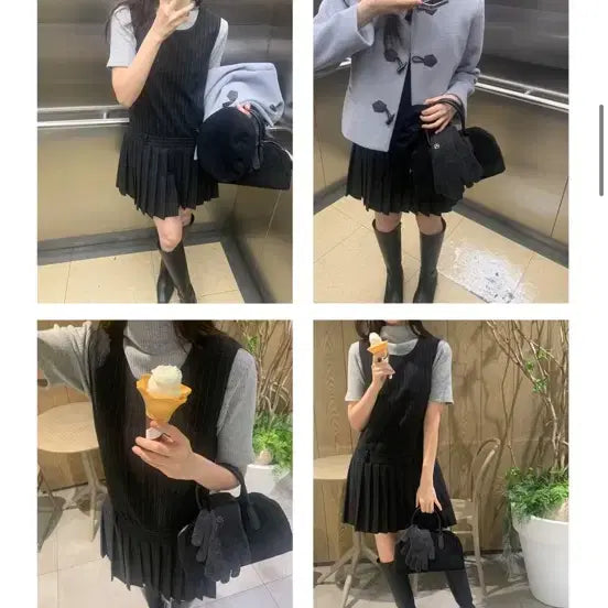 [SOLD OUT] 메리온 코린 스트라이프 플리츠 원피스 S