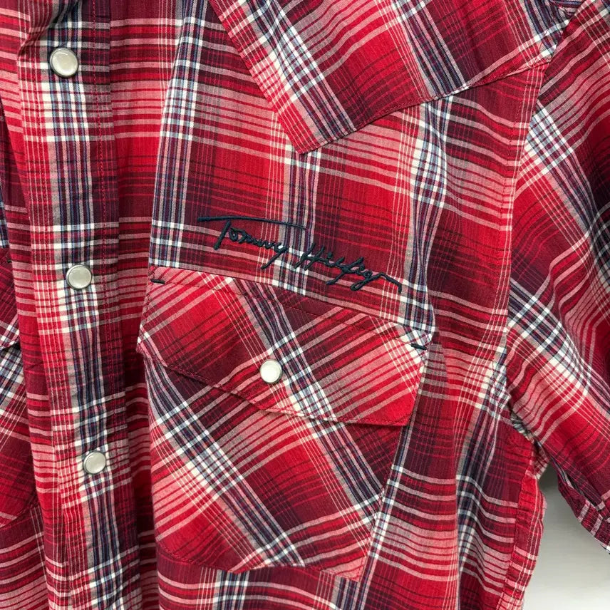 [BUNJANG] Tommy Hilfiger Red Check Western Shirt Men&