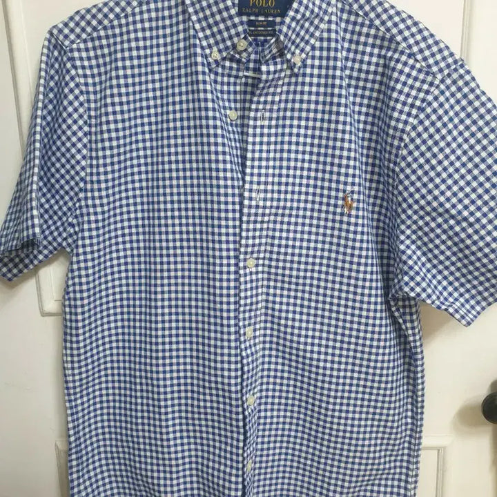 [BUNJANG] Polo Ralph Lauren Blue Gingham Check Short Sleeve Shirt / 폴로 랄프로렌 블루 깅엄체크 반팔 남방