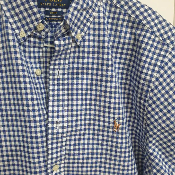 [BUNJANG] Polo Ralph Lauren Blue Gingham Check Short Sleeve Shirt / 폴로 랄프로렌 블루 깅엄체크 반팔 남방
