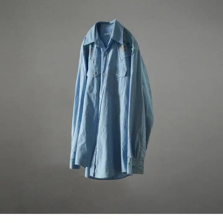 [BUNJANG] Mati &amp; Sons Chambray Western Print Shirt Size 2 / [2,새상품] 마티앤선즈 웨스턴 샴브레이 프린트 셔츠
