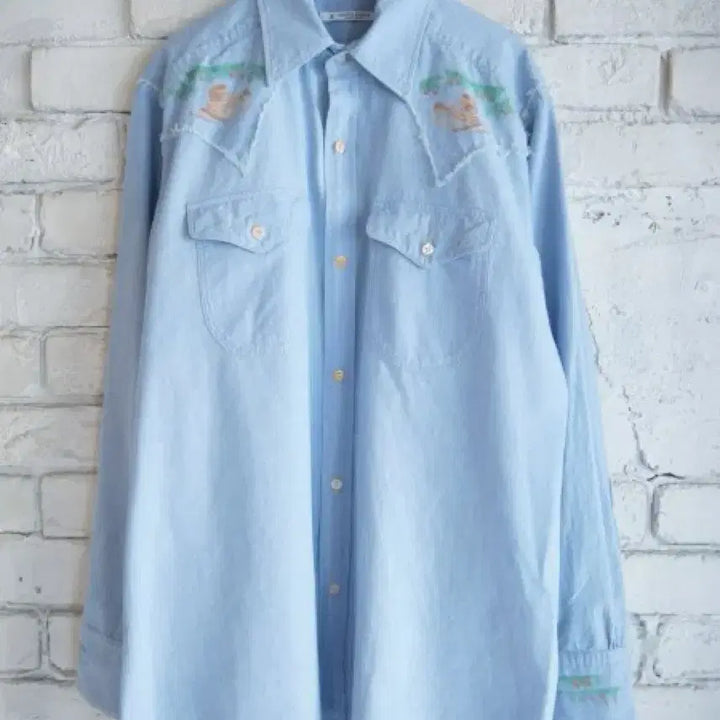 [BUNJANG] Mati &amp; Sons Chambray Western Print Shirt Size 2 / [2,새상품] 마티앤선즈 웨스턴 샴브레이 프린트 셔츠