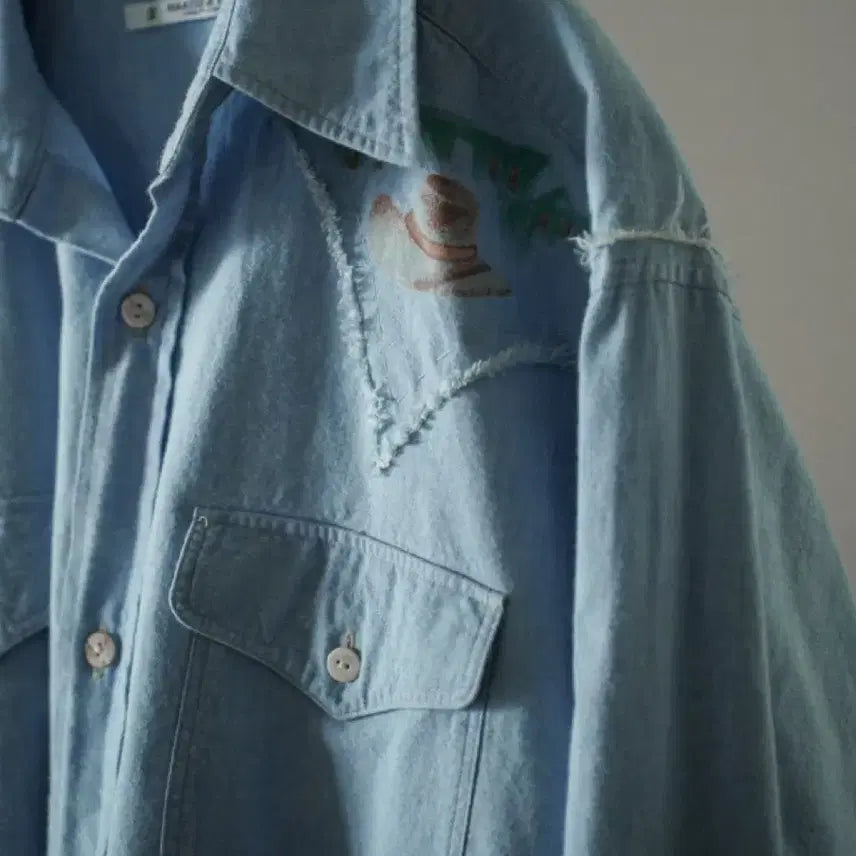 [BUNJANG] Mati &amp; Sons Chambray Western Print Shirt Size 2 / [2,새상품] 마티앤선즈 웨스턴 샴브레이 프린트 셔츠