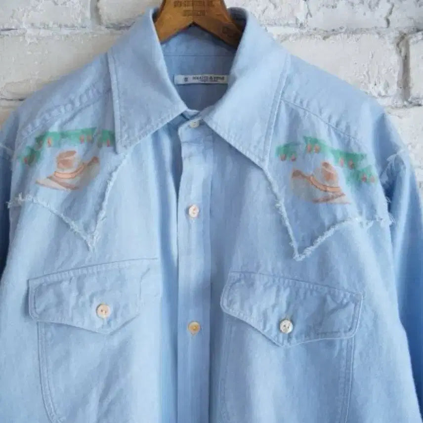 [BUNJANG] Mati &amp; Sons Chambray Western Print Shirt Size 2 / [2,새상품] 마티앤선즈 웨스턴 샴브레이 프린트 셔츠