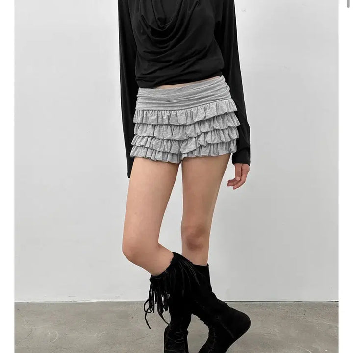 [BUNJANG] Black Up Flounce Mini Skirt Pants / 블랙업 캉캉 미니스커트 팬츠