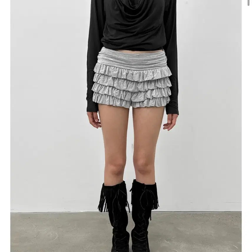 [BUNJANG] Black Up Flounce Mini Skirt Pants / 블랙업 캉캉 미니스커트 팬츠