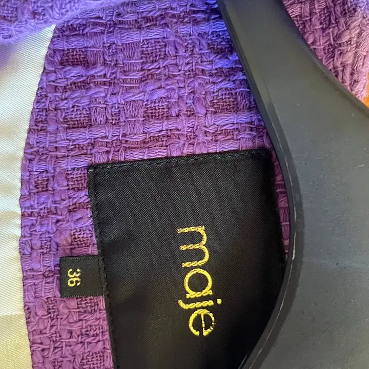 [BUNJANG] Maje Purple Tweed Cropped Jacket / maje 마쥬 퍼플 트위드 크롭 자켓