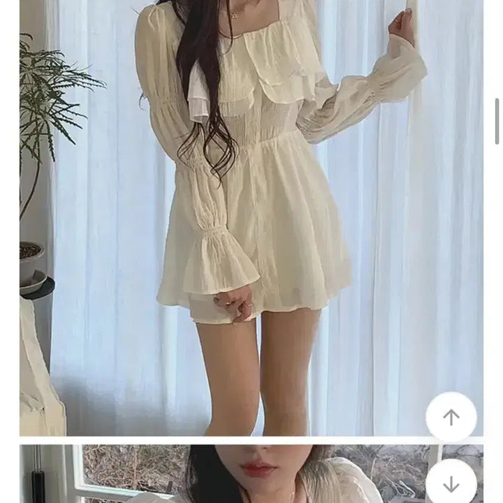[BUNJANG] Frill Mini Dress - Ivory Chiffon / [여친룩] 설렘가득 여리핏 쉬폰 아이보리 프릴 미니 원피스