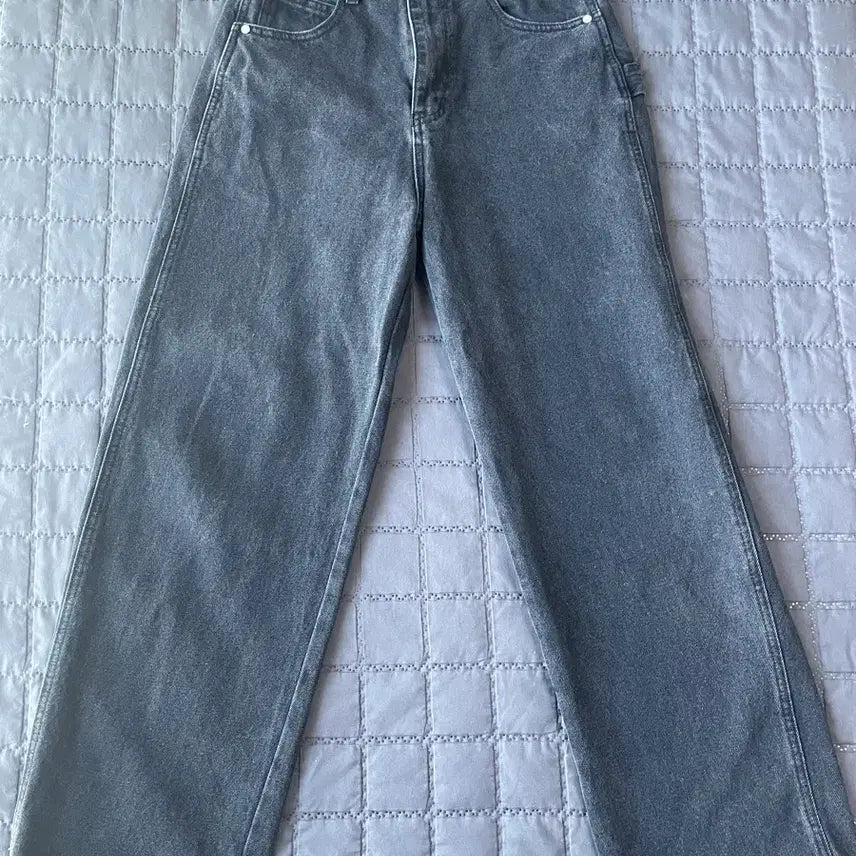 [BUNJANG] Suede Baggy Denim Black Jeans / 스웨이드 배기데님 블랙