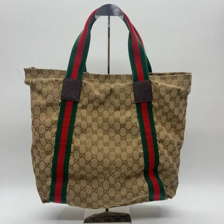 [BUNJANG] Gucci Supreme Jacquard Canvas Tricolor Web Tote Bag 189669 / 267001504 구찌 슈프림 자가드 캔버스 삼선 웹 토트백 189669