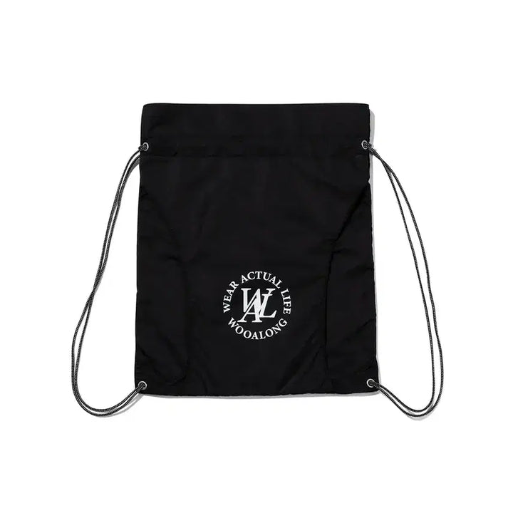 [BUNJANG] Woohwong Flor Logo Cutting Gym Sack - Black / 우알롱 Flor logo cutting gym sack - BLACK