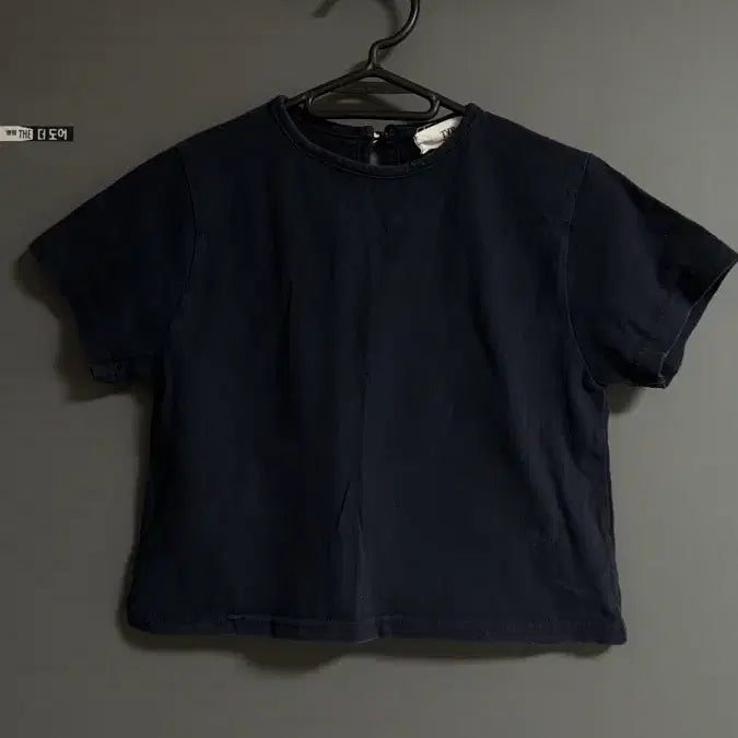 [BUNJANG] Navy Cropped Short-Sleeve T-Shirt / 네이비 크롭 반팔 티셔츠