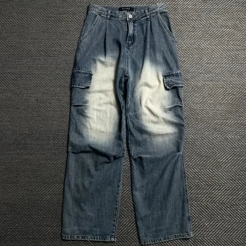 [BUNJANG] GO JEANS Vintage Washed Cargo Denim Pants / GO JEANS 빈티지 워싱 카고 데님 팬츠o 5460