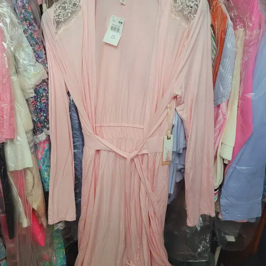 [BUNJANG] Jessica Simpson Pink Lace Long Gown S/M / 제시카 심슨 핑크 레이스 롱 가운 S/M