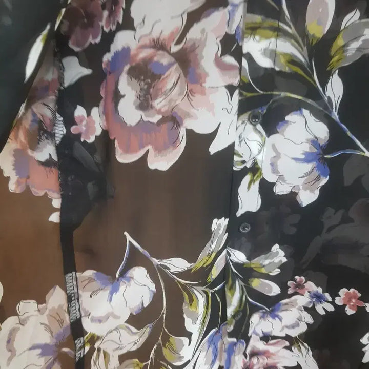 [BUNJANG] Frill Flower Chiffon Blouse (Size 55) / 프릴 플라워 쉬폰 블라우스(55)