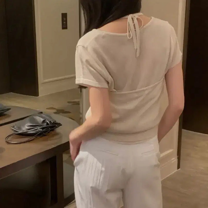 [BUNJANG] Proper Halterneck Bustier + Short Sleeve Knit Set / 도매택 프로퍼 홀터넥 뷔스티에 + 반팔니트