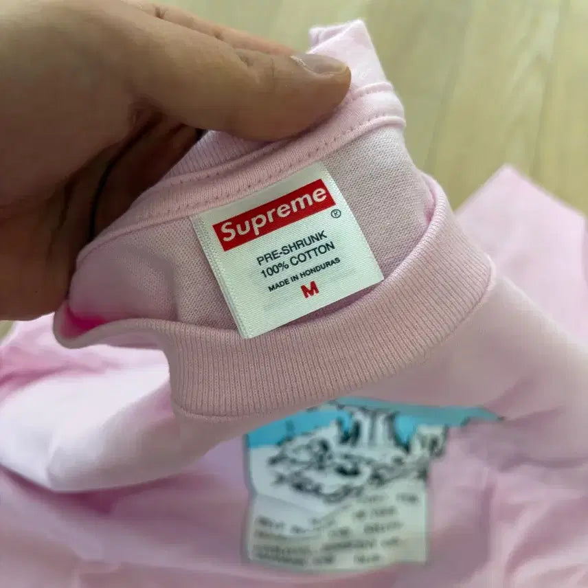 [BUNJANG] Supreme Short Sleeve T-Shirt Pink / [M] 슈프림 반팔 티셔츠 핑크