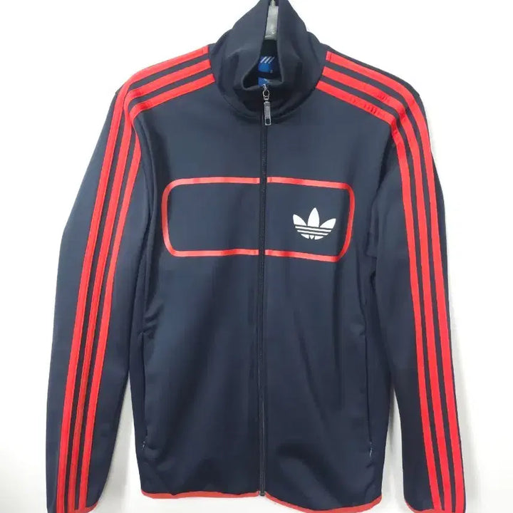 [BUNJANG] Adidas Navy Track Top with Red Three Stripes Accent - XL (110) / 아디다스 네이비 색상에 레드 삼선 포인트가 매력적인 트랙탑 110 XL