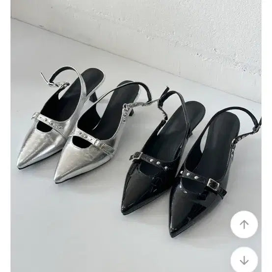 [BUNJANG] Drawer Attention Metallic Studded Slingback Shoes / 에이블리 드로우어텐션 메탈릭 스터드 슬링백