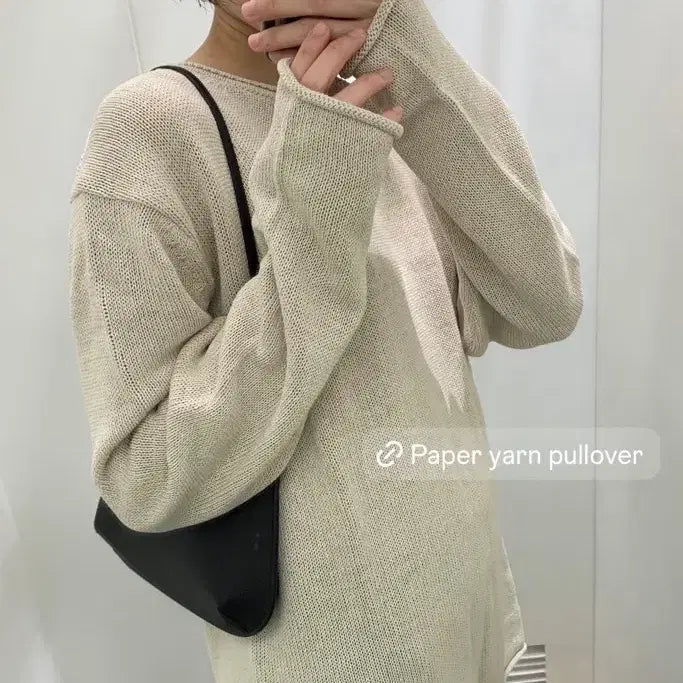 [BUNJANG] AMOMENTO Paper Yarn Pullover Ecru / AMOMENTO 아모멘토 paper yarn pullover