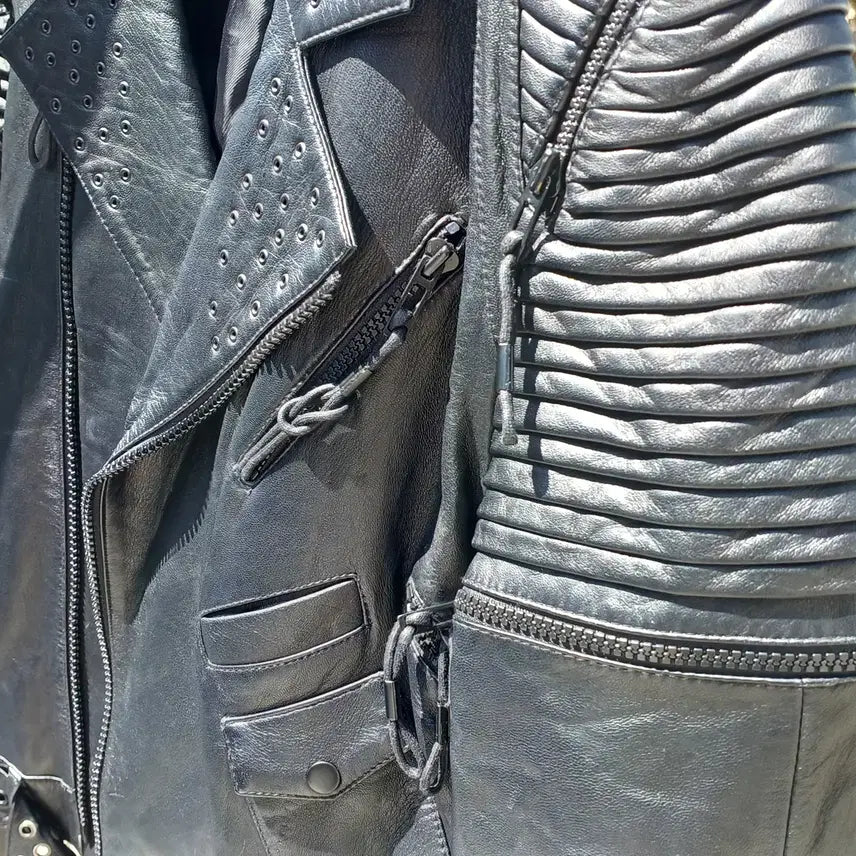 [BUNJANG] Zipper Detail Lambskin Rider Jacket (Men&